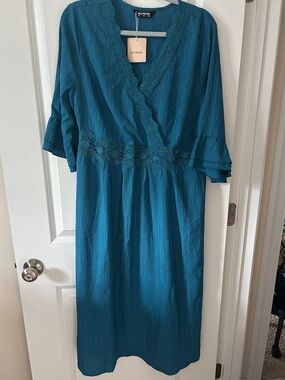 Midi Dress with Lace Waistband